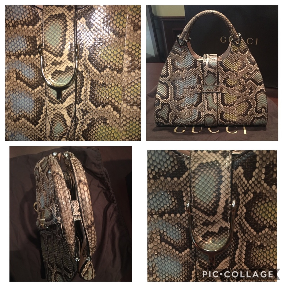 Gucci Python Stirrup Medium Top Handle Handbag - Picture 3 of 8